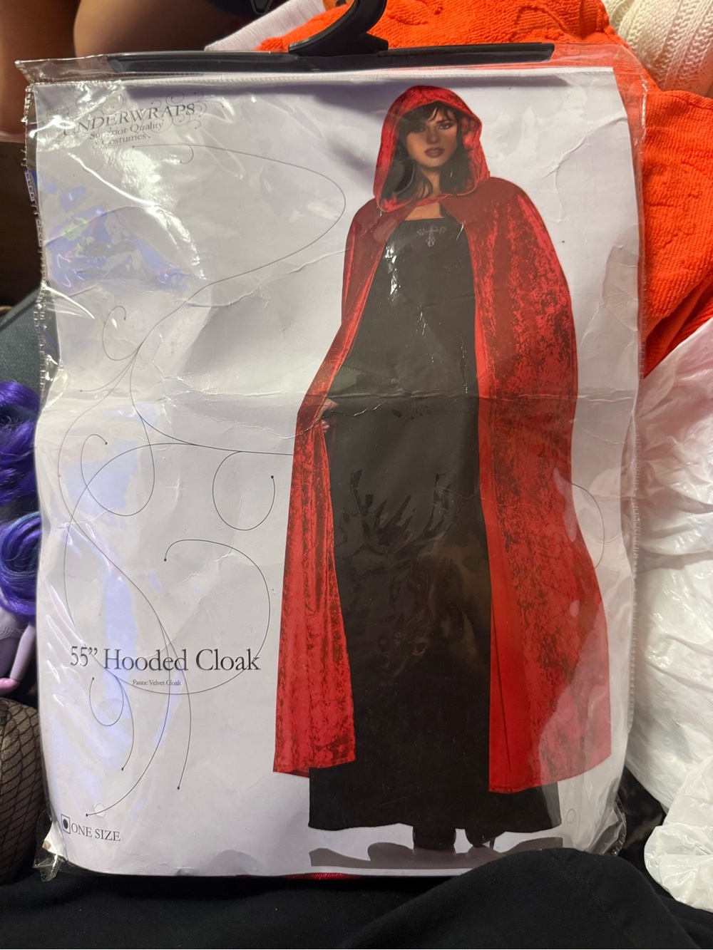 Underwrapa Red Hooded Cloak - 55"